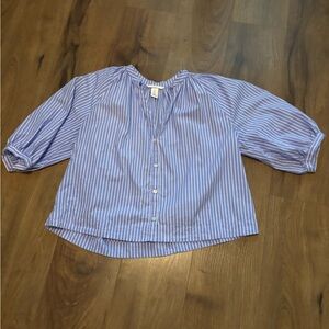 H&M Light Blue Striped Blouse